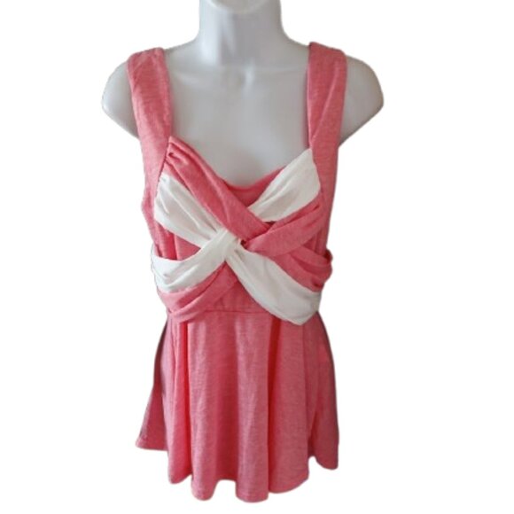 Pink and White Bandeau Style Sleeveless Top Size Large  NEW NWT - Picture 1 of 6